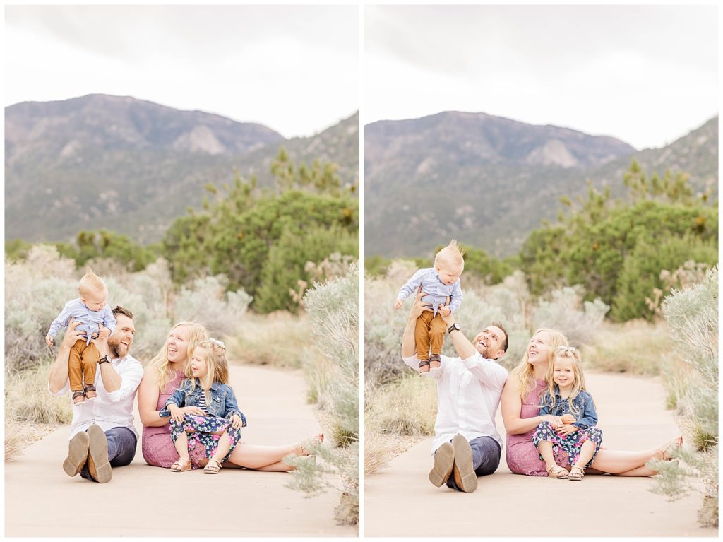 Smiley family sitting together for this Albuquerque family photography session.