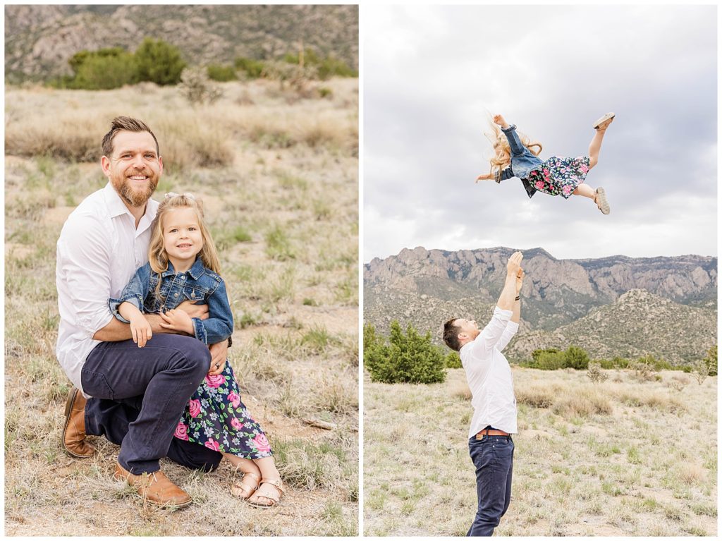 Daughter flies high in the sky for this Albuquerque Family Photography session.