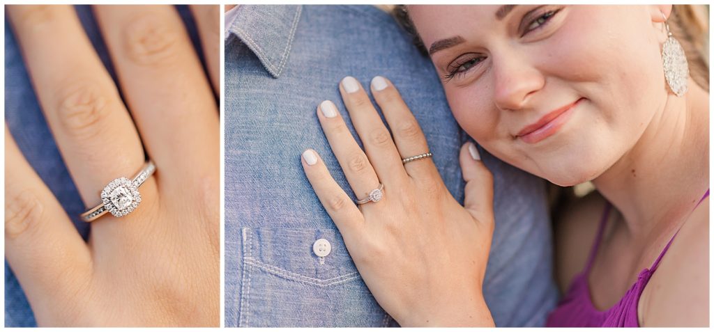 Showing off her beautiful ring at this Albuquerque engagement photo session.