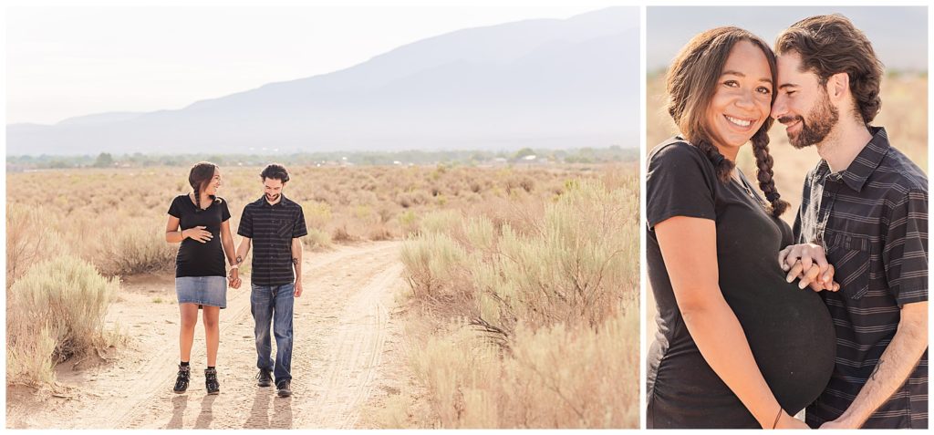 Mom and dad walking the dirt trail at Arroyo de los Montoyas