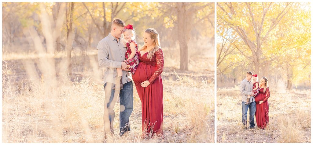 Family smiles during a military maternity session