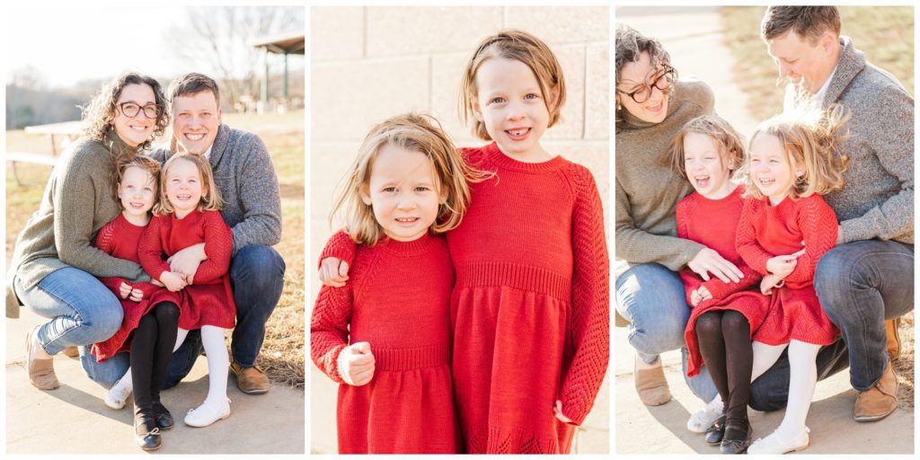 Parents with two daughters smiling for a NOVA family photo session