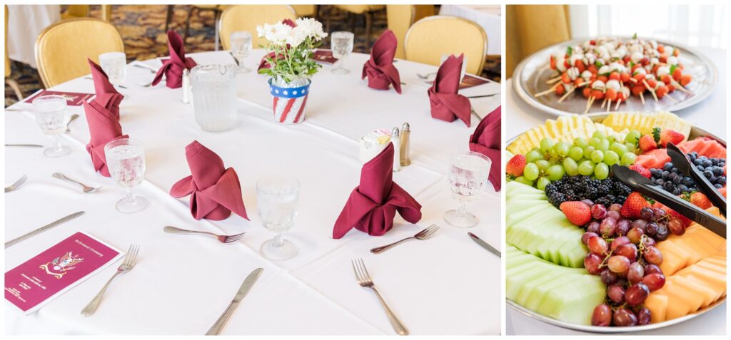 Table place settings and appetizer trays