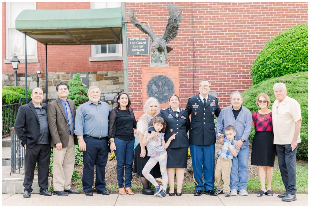 Extended family photo at Army retirement ceremony
