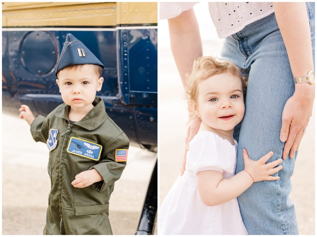 Military kids standing on the flight line