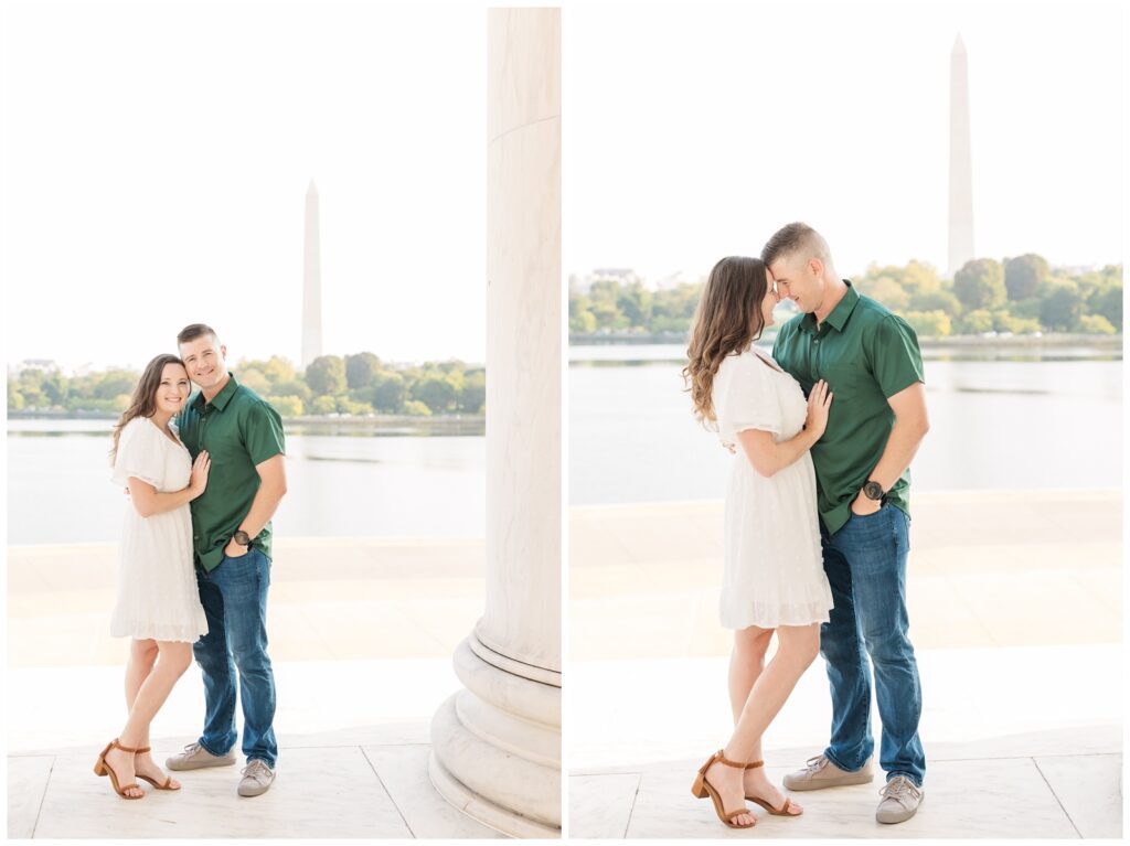 Couple photos at the Jefferson Memorial in Washington DC