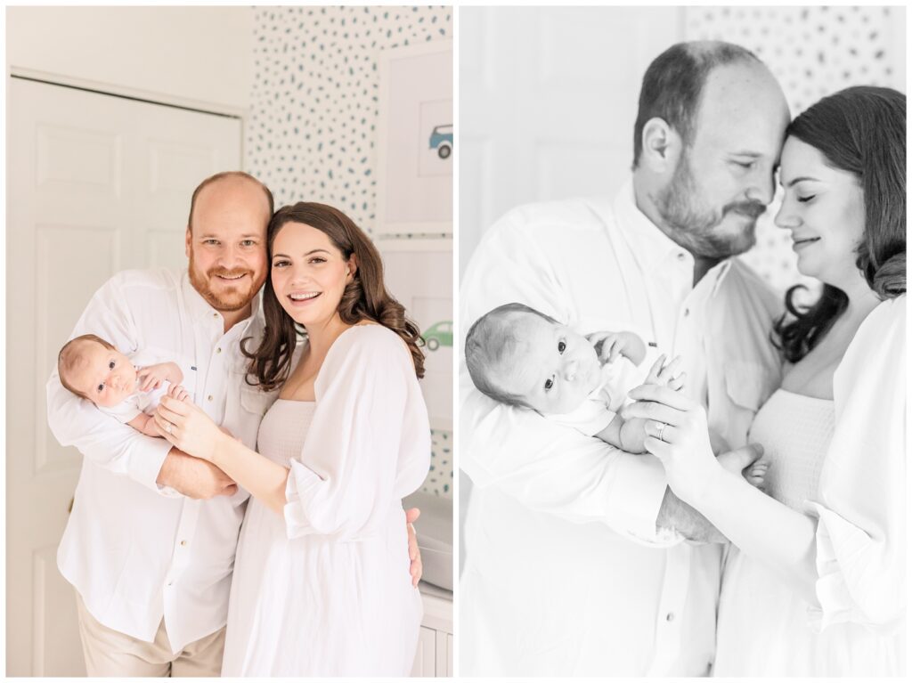 Happy family smiling during lifestyle newborn session