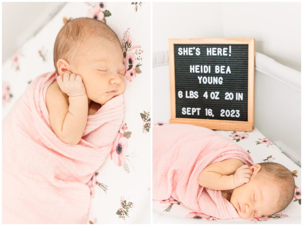 Baby girl sleeping during her Old Town Alexandria newborn photography session