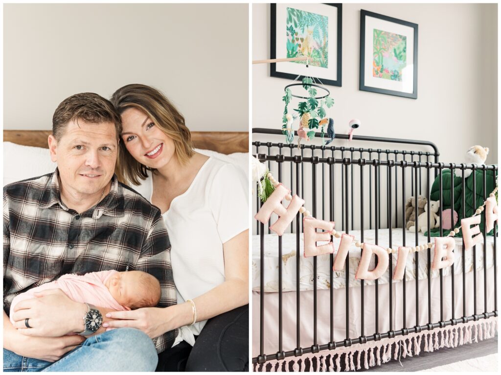 Family photo and nursery details during an Old Town Alexandria newborn photography session