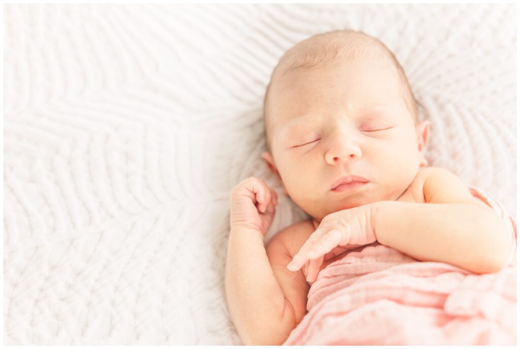 Sleeping baby during her Old Town Alexandria newborn photography session