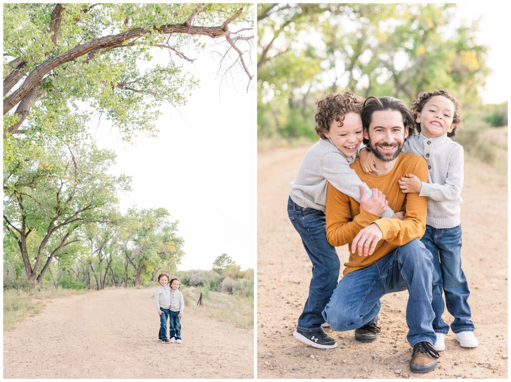 Dad and his boys during fall family photo session