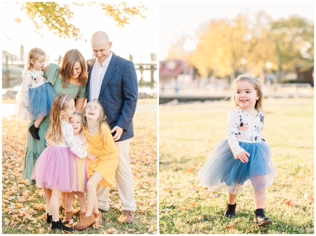 Tickles and giggles during family photos at Founders Park