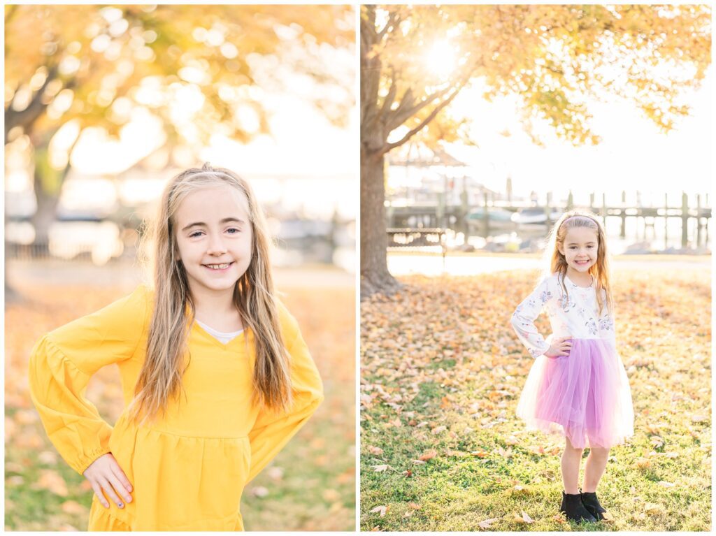 Individual portrait of the sisters during family photos at Founders Park