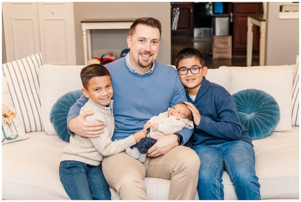 Dad and his boys at their Virginia newborn session