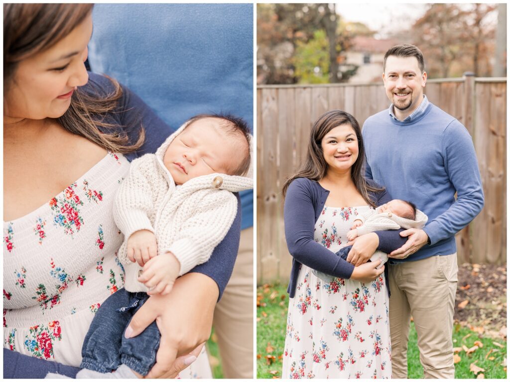 Parents holding newborn baby boy outside during their Virginia newborn session