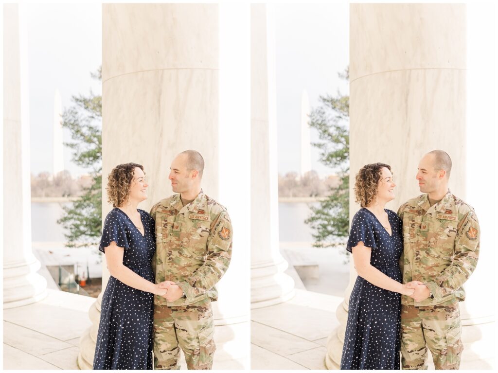 Side by side of a photo of a couple edited using AI editing tools.