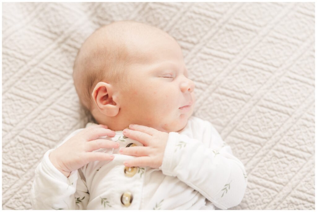 Baby sleeping during his lifestyle newborn session