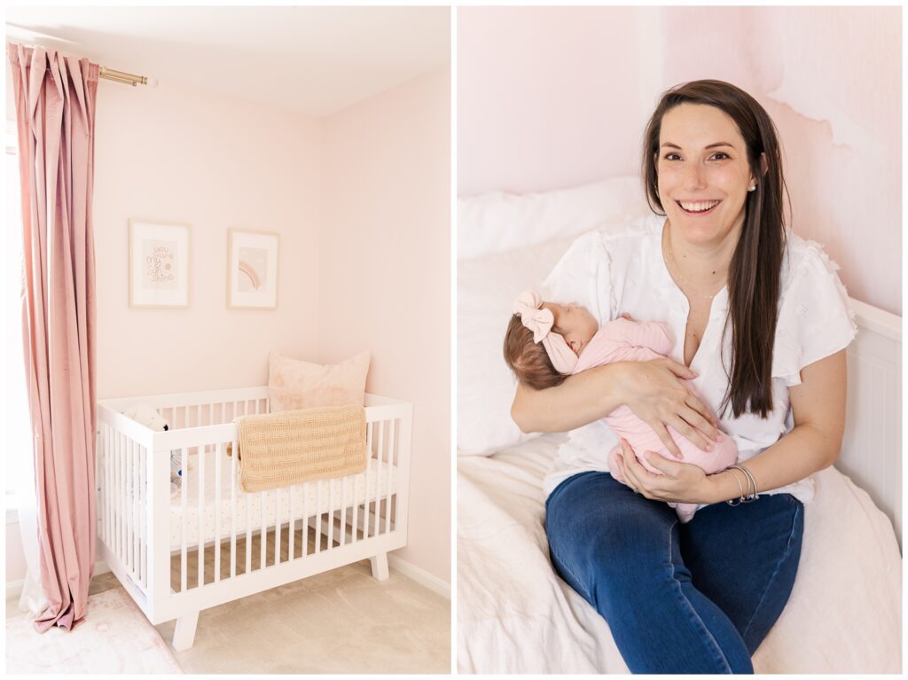 Baby girl's nursery captured by Erin Thompson, Virginia newborn photographer