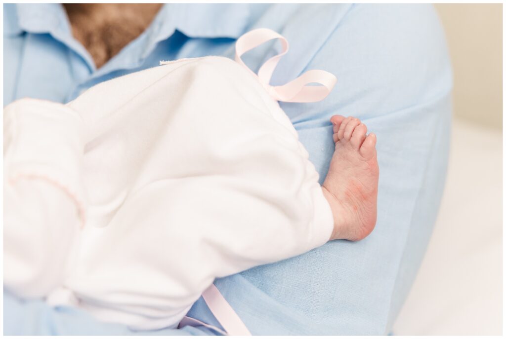 Closeup of baby toes during Arlington newborn photos