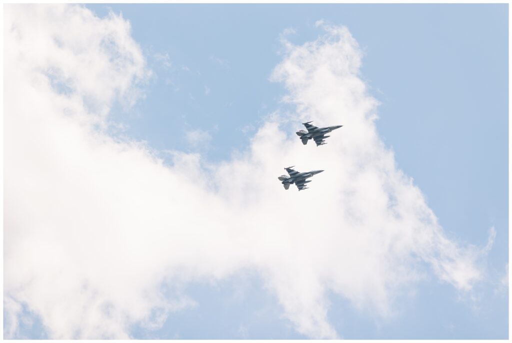2-ship F-16 formation during Air Force deployment homecoming