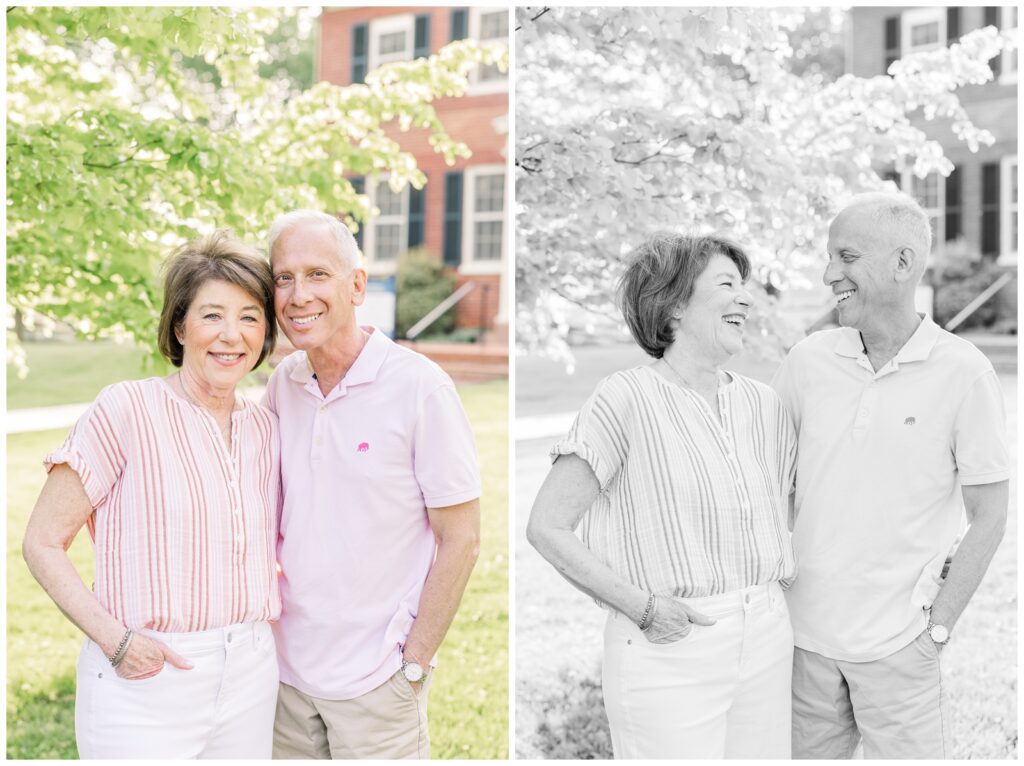 Grandparents smiling and laughing during Maryland extended family photos