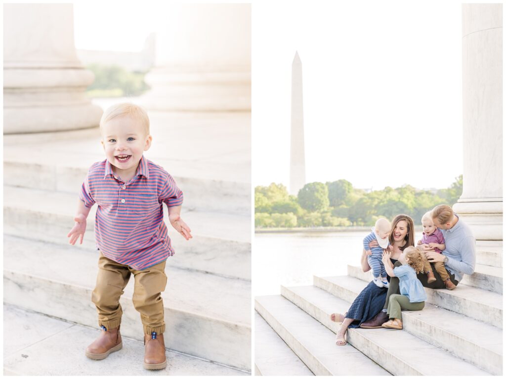 Little boy smiling and laughing during a Washington DC photography session