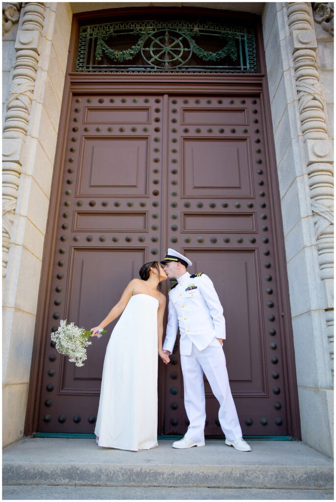 Couple kissing at the Naval Academy Yard in SJB Photography's Annapolis, MD Photography Spotlight