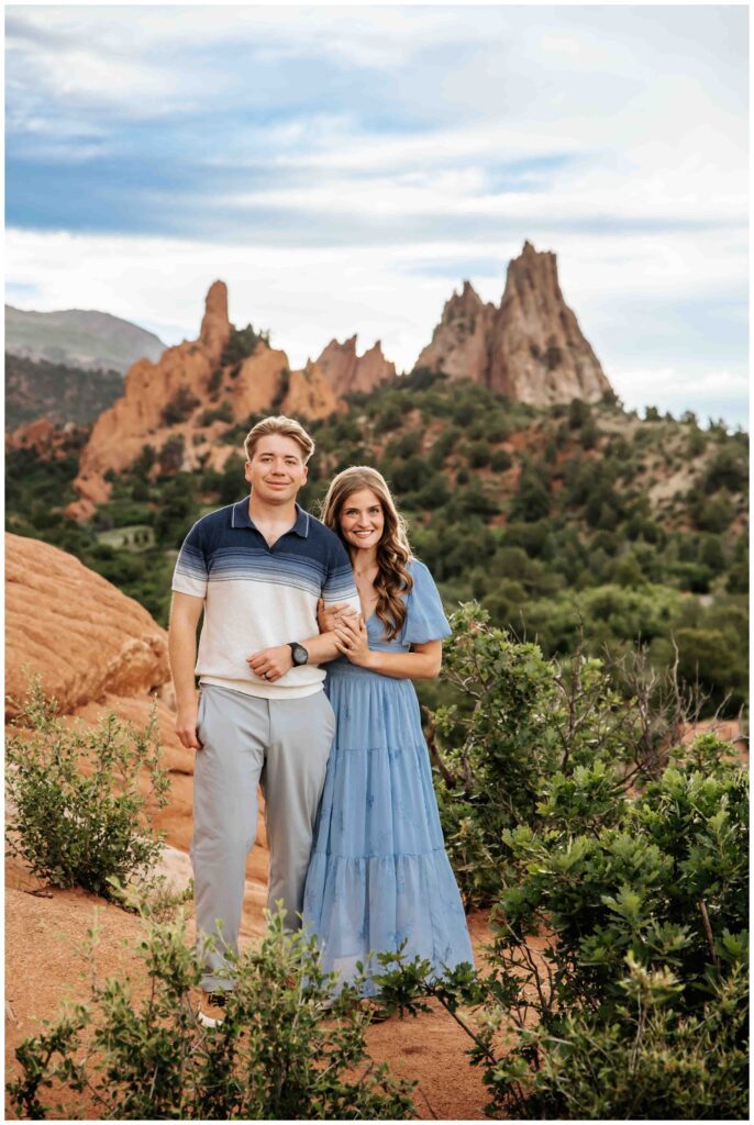 Couple smiling at Garden of the Gods in Ashley Lawler Photography's Colorado Springs, CO Photography Spotlight