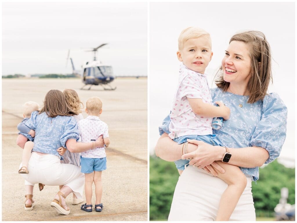 Mom and kids watching dad land by a Colorado Springs fini flight photographer