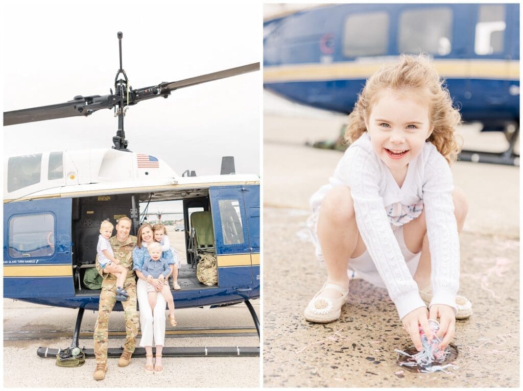 Parent and their three kids in a Huey by a Colorado Springs fini flight photographer