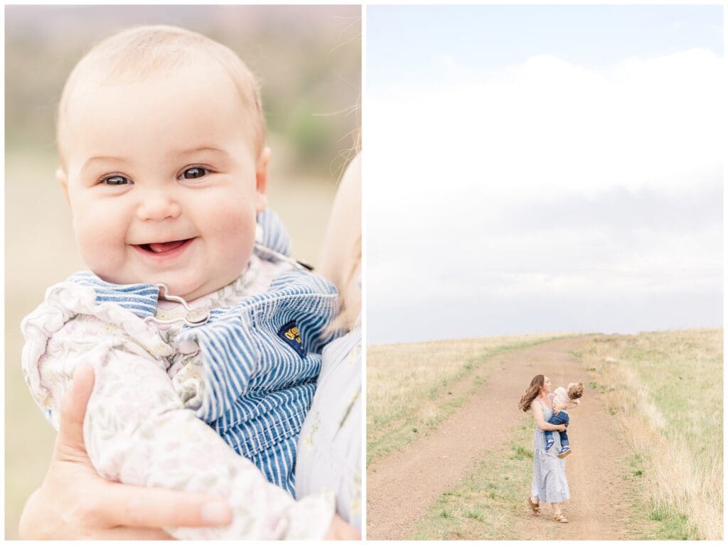 Mom and toddler running on a trail