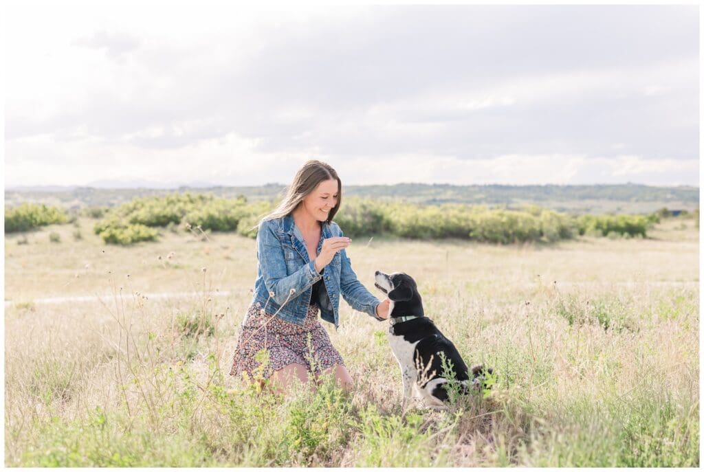 Mom and her pup during Castle Rock family photos