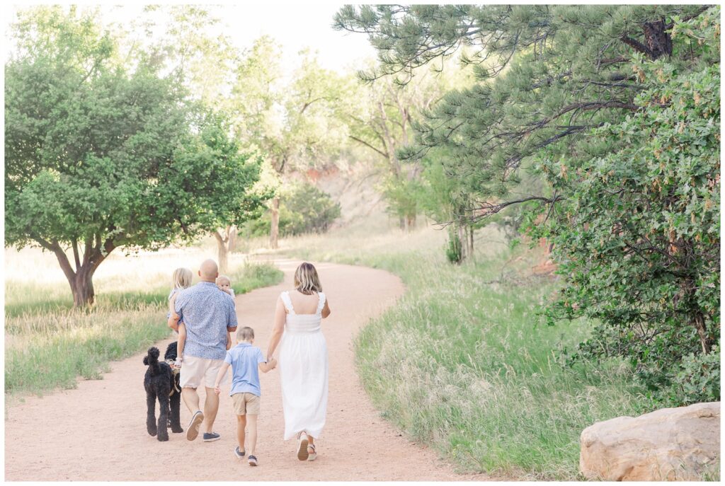 Family walking down a path at Red Rock Canyon Open Space