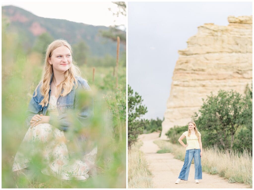 Senior girl standing in front of Monument Rock